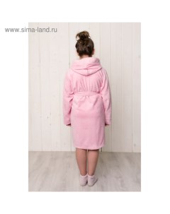 Халат для девочки с капюшоном рост 146 см розовый махра Homeliness