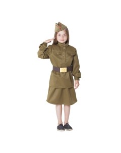 Костюм военный для девочки гимнастерка юбка ремень пилотка рост 158 размер 42 Страна карнавалия