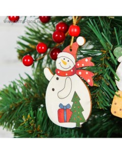 Подвеска новогодняя Снеговик с подарочками МИКС Лесная мастерская