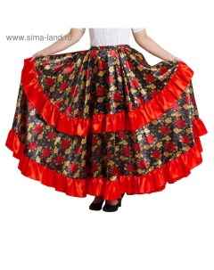 Цыганская юбка для девочки с двойной красной оборкой длина 59 рост 110 116 Страна карнавалия