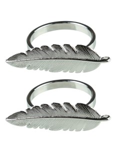 Кольцо для салфеток 5 см 2 шт металл серебристое Перо Feather Kuchenland