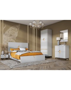 Модульная спальня Монро Шиншилла серая Крафт золотой Мк-стиль