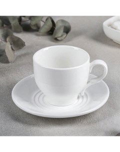 Набор фарфоровый чайный 4 предмета чашка 220 мл 2 блюдца цвет белый Wilmax england
