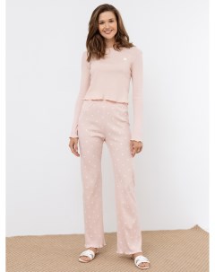 Хлопковый домашний комплект джемпер и брюки в пыльно розовом цвете Mark formelle