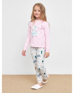Пижамный комплект из хлопка для девочек лонгслив и брюки Mark formelle