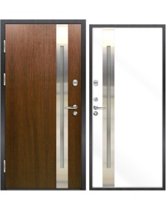 Входная дверь 70 частично остекленная левая 2060 х 980мм Каштан RAL 9003 муар Nord doors
