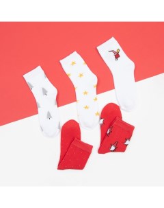 Набор новогодних женских носков Гномы р 36 39 23 25 см 5 пар Kaftan