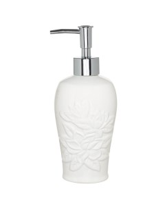Диспенсер для жидкого мыла 360 мл керамика пластик белый Shower Lotus Kuchenland