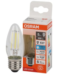 Лампа светодиодная филаментная В60 5Вт Е27 6500К 4058075688070 LED Osram