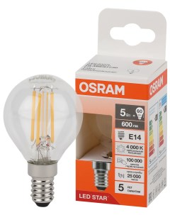 Лампа светодиодная филаментная Р60 5Вт Е14 4000К 4058075684447 LED Osram