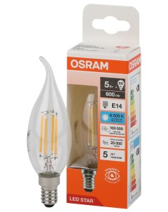 Лампа светодиодная филаментная ВА60 5Вт Е14 6500К 4058075688131 LED Osram