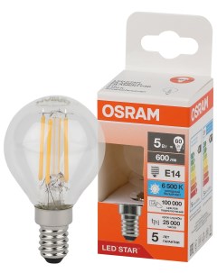 Лампа светодиодная филаментная Р60 5Вт Е14 6500К 4058075688223 LED Osram