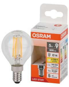 Лампа светодиодная филаментная Р60 5Вт Е14 3000К 4058075684393 LED Osram