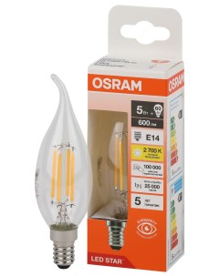 Лампа светодиодная филаментная ВА60 5Вт Е14 3000К 4058075684935 LED Osram