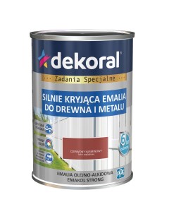 Эмаль масляно-фталевая красный карминовый Emakol Strong 0,9л Dekoral