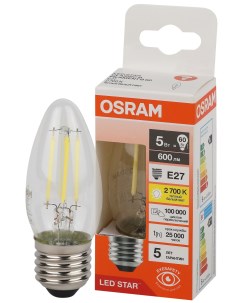 Лампа светодиодная филаментная В60 5Вт Е27 3000К 4058075684874 LED Osram