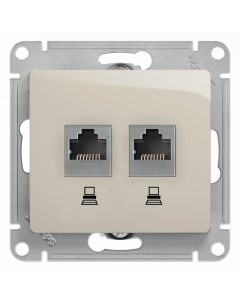 Молочн. Розетка комп. 2*RJ45 кат.5E (без рамки) GSL000985KK Glossa