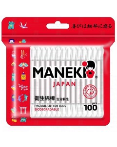 Палочки ватные Red с белым бумажным стиком 100 Maneki