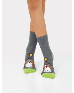 Детские высокие носки в оттенке темно серый меланж с сурком Mark formelle