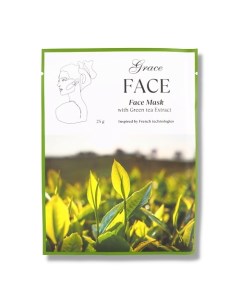 Тканевая увлажняющая и тонизирующая маска для лица с экстрактом зеленого чая 1 Grace face