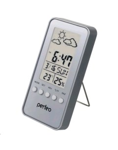Часы метеостанция PF A4864 WINDOW серебряный Perfeo