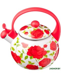 Чайник со свистком Цветы 894 406 красные розы Vetta