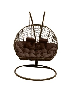 Подвесное кресло кокон Двойной Премиум Кольца коричн с подушкой коричневой Craftmebel