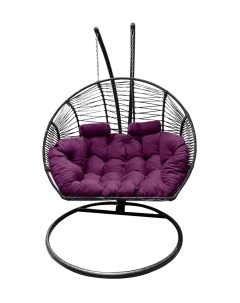 Подвесное кресло кокон Двойной Премиум Зигзаг чёрный с подушкой фиолетовой Craftmebel