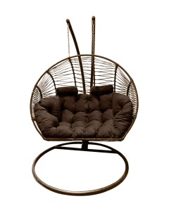 Подвесное кресло кокон Двойной Премиум Зигзаг коричн с подушкой коричневой Craftmebel