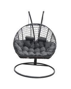 Подвесное кресло кокон Двойной Премиум Кольца графит с подушкой серой Craftmebel