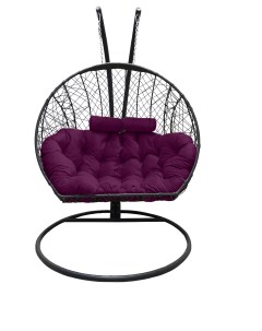 Подвесное кресло кокон Двойной графит с подушкой фиолетовой Craftmebel