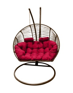 Подвесное кресло кокон Двойной Премиум Зигзаг коричневый с подушкой алой Craftmebel