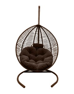 Подвесное кресло кокон Капля Зигзаг коричневый с подушкой коричневой Craftmebel