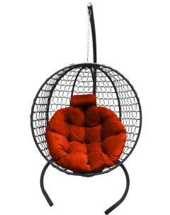 Подвесное кресло кокон Круглый Премиум графит с подушкой коралловой Craftmebel
