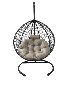 Подвесное кресло кокон Капля Премиум чёрный с подушкой бежевой Craftmebel