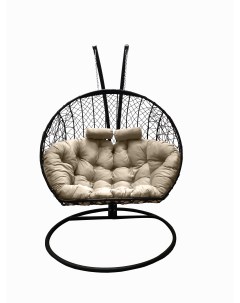 Подвесное кресло кокон Двойной чёрный с подушкой бежевой Craftmebel