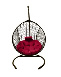 Подвесное кресло кокон Капля Стандарт коричневый с подушкой алой Craftmebel
