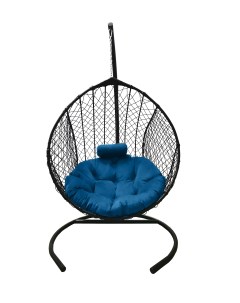 Подвесное кресло кокон Капля Стандарт графит с подушкой голубой Craftmebel