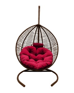 Подвесное кресло кокон Капля Зигзаг коричневый с подушкой алой Craftmebel