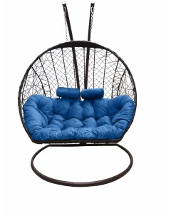 Подвесное кресло кокон Двойной коричневый с подушкой голубой Craftmebel