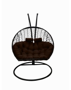 Подвесное кресло кокон Двойной чёрный с подушкой коричневой Craftmebel