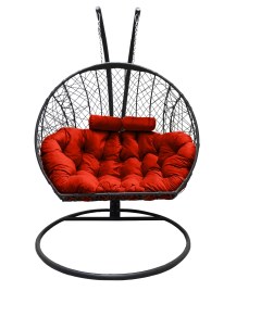 Подвесное кресло кокон Двойной графит с подушкой коралловой Craftmebel