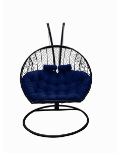 Подвесное кресло кокон Двойной чёрный с подушкой синей Craftmebel