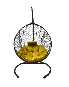 Подвесное кресло кокон Капля Стандарт графит с подушкой жёлтой Craftmebel