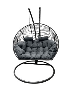 Подвесное кресло кокон Двойной Премиум Зигзаг чёрный с подушкой серой Craftmebel
