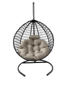 Подвесное кресло кокон Капля Премиум графит с подушкой бежевой Craftmebel