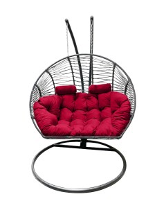 Подвесное кресло кокон Двойной Премиум Зигзаг графит с подушкой алой Craftmebel