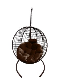 Подвесное кресло кокон Круглый Премиум коричневый с подушкой коричневой Craftmebel