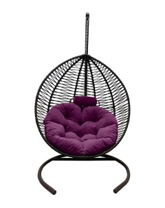 Подвесное кресло кокон Капля Зигзаг чёрный с подушкой фиолетовой Craftmebel