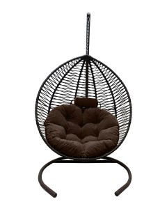 Подвесное кресло кокон Капля Зигзаг чёрный с подушкой коричневой Craftmebel